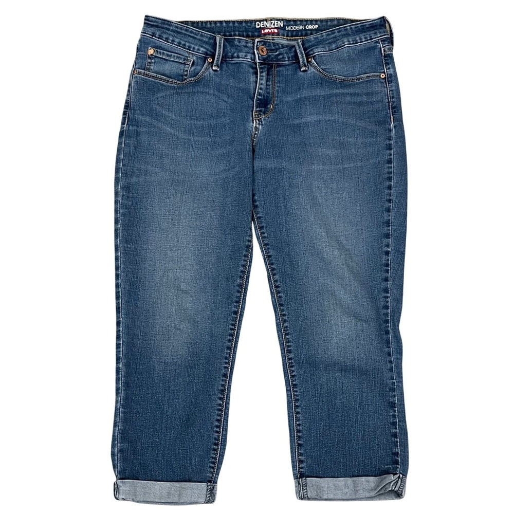 Denizen Levi's Women Modern Crop Jeans 12 Blue Denim Cuffed Stretch Capri Pants
